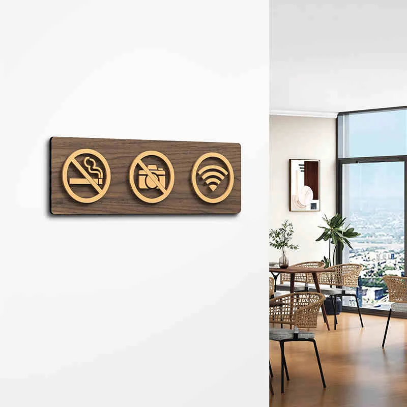 1pc New Style Warm Reminder Sign WIFI No Smoking Logo No Trespassing Warning Plaque Public Shope Signage Warning Sign-2