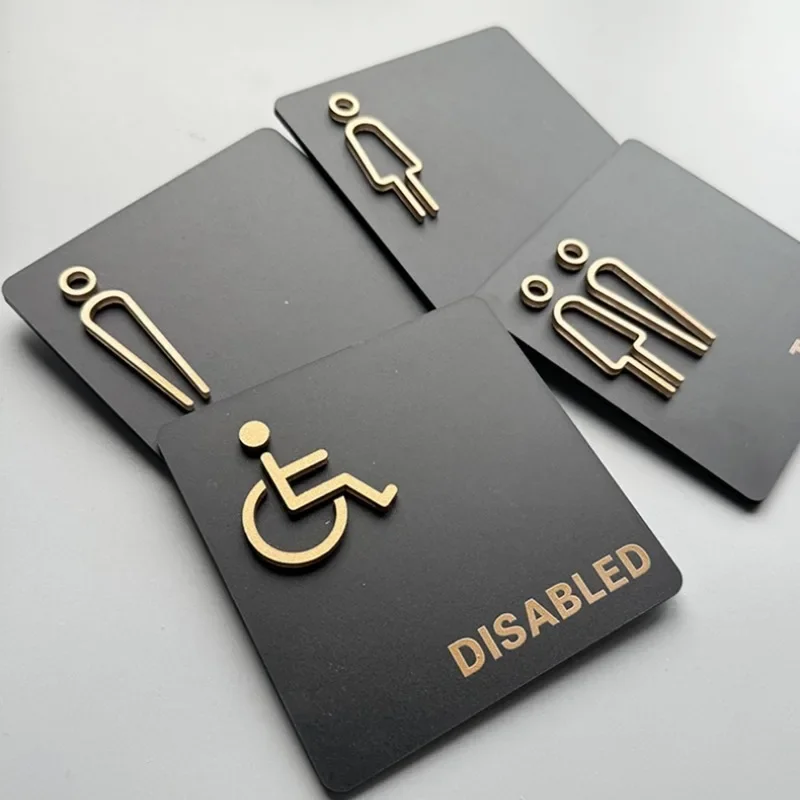 Washroom Signage Men's and Women's Bathroom Signage Acrylic Public Toilet Door Signage Hotel Toilet Reminder Signs-4