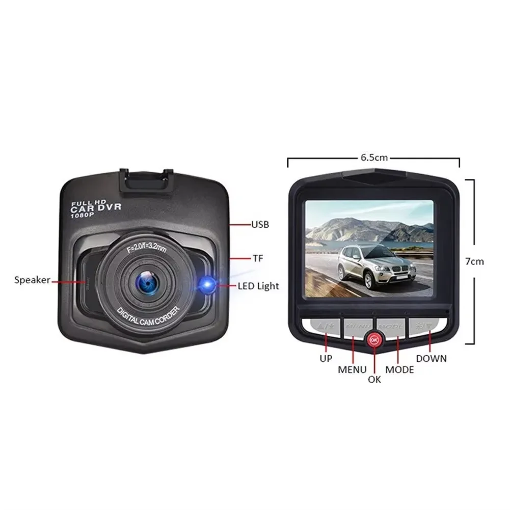 HD 1080P Dash Cam, Car DVR Camera Recorder with Night Vision, G-Sensor, Loop Recording, Parking Monitor, Wide Angle Lens for Veh-5