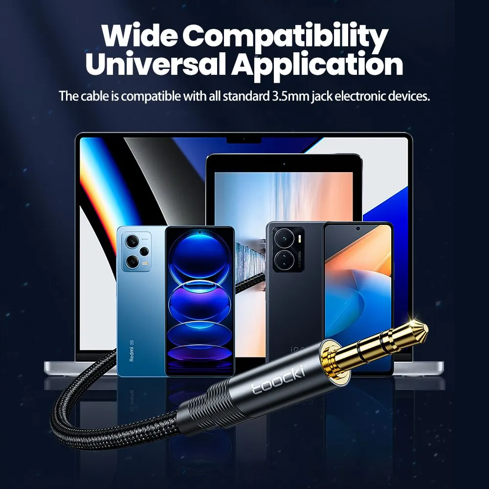 Toocki Aux Audio Cable 3.5mm Jack Male to Male Audio Aux Cable For iPhone Xiaomi 12 Headphones Speaker TV Laptop MP3 Wire Cord-5