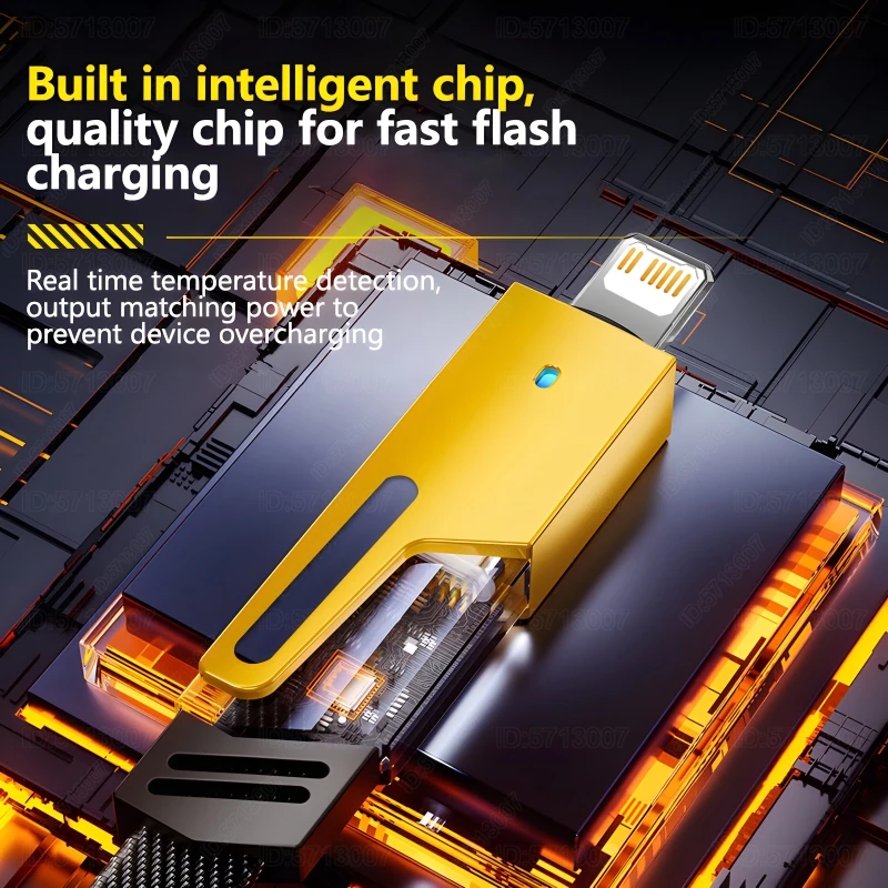 4in1 Type C to Type C 65W Mecha Style Fast Charging Cable for iPhone Samsung Xiaomi Redmi POCO OnePlus USB A to USB C Data Cord-3