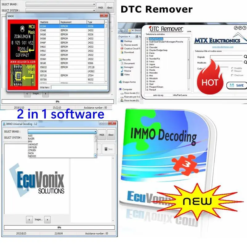 EcuVonix 3.2 IMMO Universal Decoding  Remove IMMO Offwith Keygen Unlimited Crack+ Software MTX DTC Remover 1.8.5.0 With Keygen
