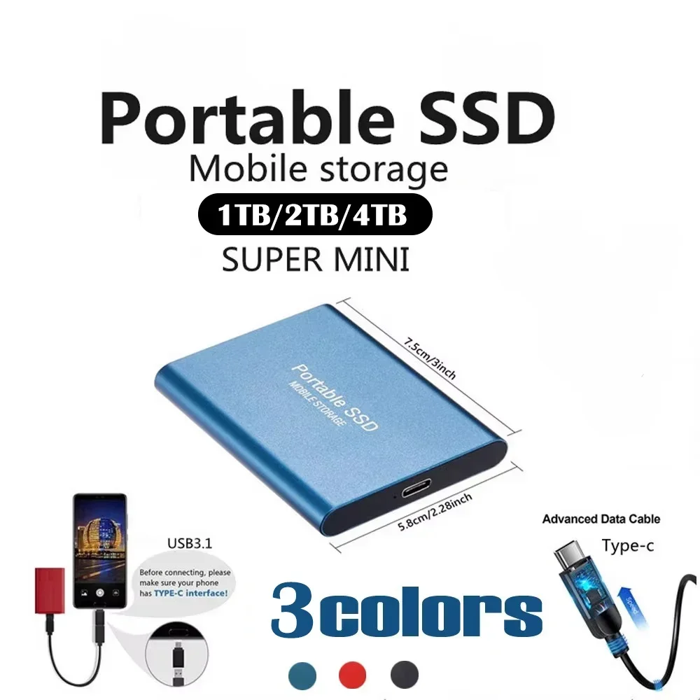 External Hard Drive 4TB Portable SSD Solid State Drive USB 3.1/Type-C Hard Disk High-Speed Storage Drive for Laptop/PC/Mac/Phone-3