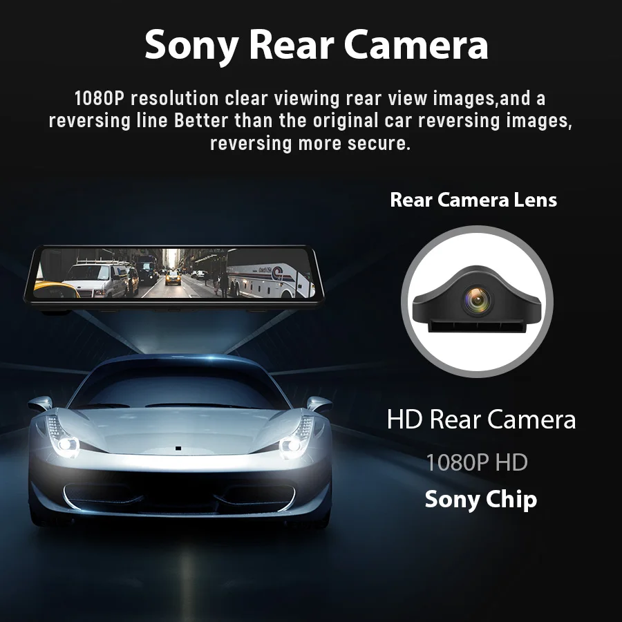 ACCEO 4K WIFI Dashcam 12Inch Car DVR RearView Mirror Recorder Dash Cam Support 1080P Sony Black Box Rear View Camera Acesssories-5