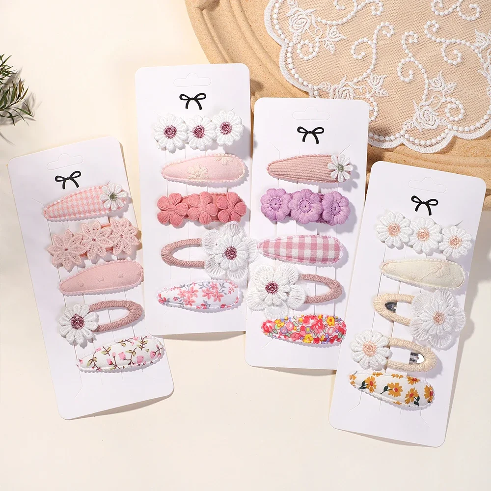 New 5Pcs BB Clips Set for Kids Hair Accessories Sweet Printe Hairbangs Hairclip Girls Barrette Ins Style Daisy Hairpin Ornaments-2