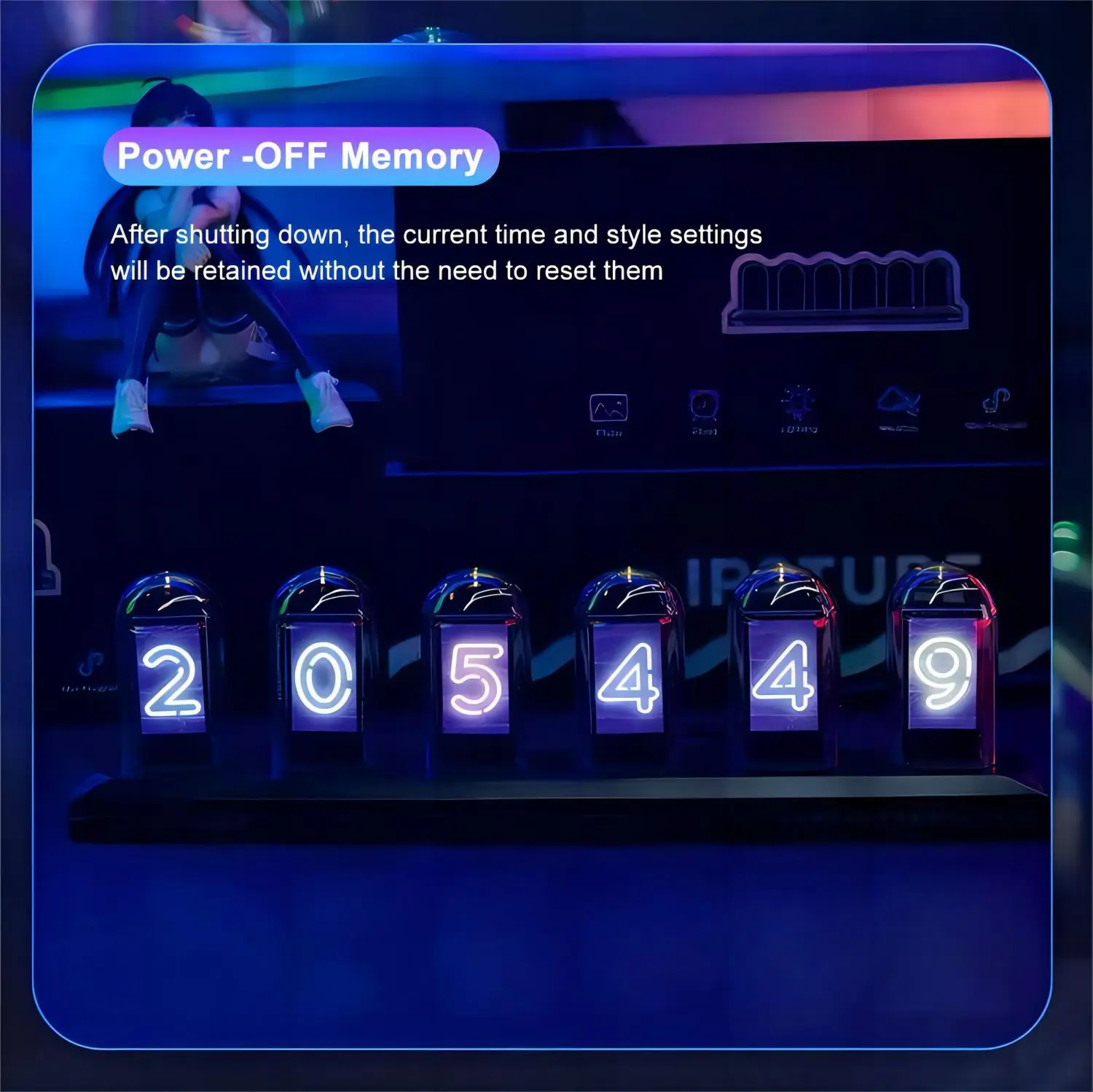 RGB Nixie Tube Clock LED Glows IPS Color Screen DIY Analog Digital Tube Night lights Gaming Desktop Home Decoration Gift Idea-4