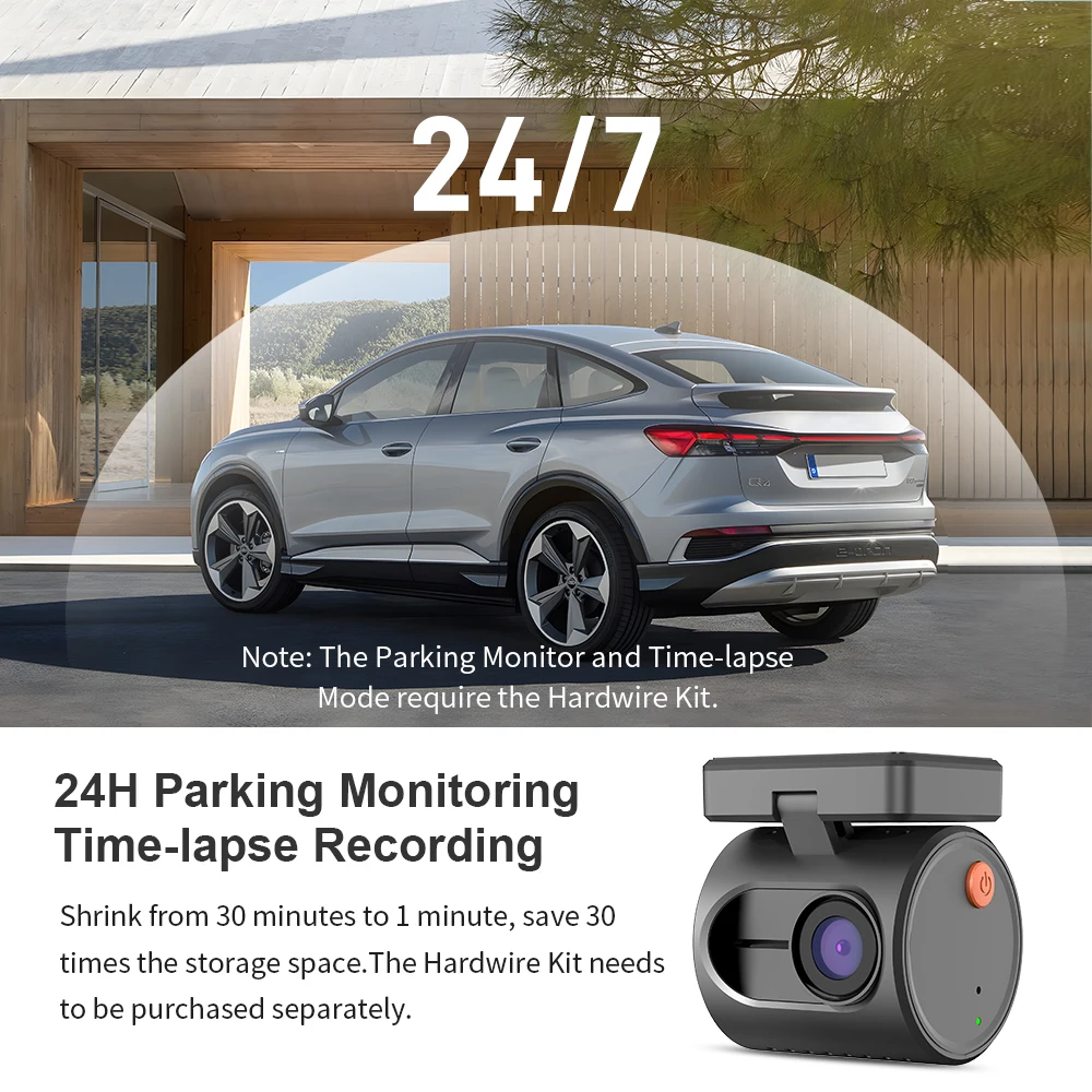 2K Dash Camera For Cars DVR KAWA Dash Cam MINI 3 Video Recorder Emergency Voice Control Night Vision WiFi APP Monitor Dashcam-5