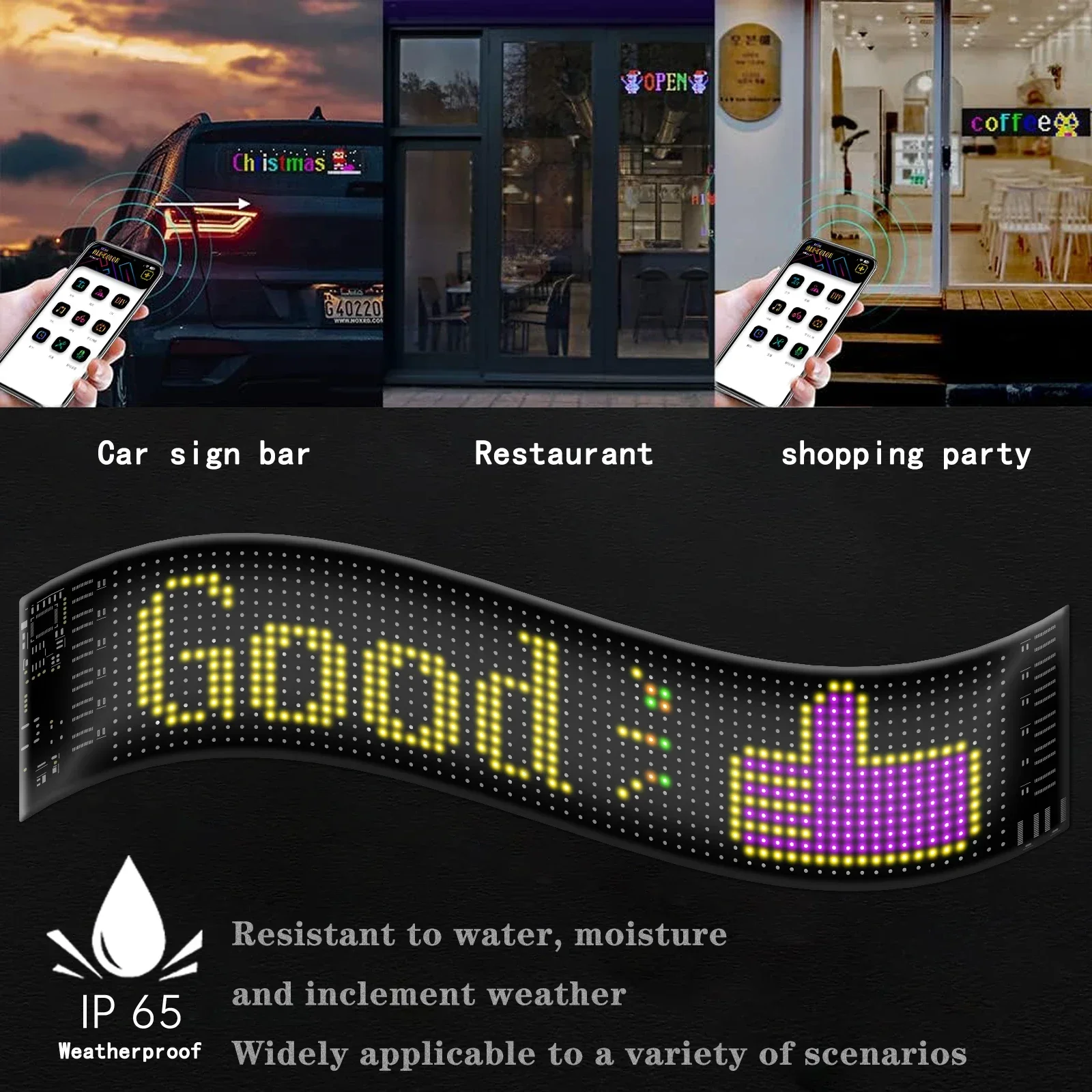 LED Matrix Pixel Panel, Scrolling Bright Advertising LED Signs, Flexible USB 5V LED Car Sign Bluetooth App Control-3