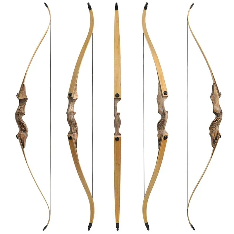 1PC 60 Inch Recurve Bow 20-60lbs Bamboo Core Limbs Wooden Riser Split Takedown Bow RH for Arrow Shooting Hunting Target-2