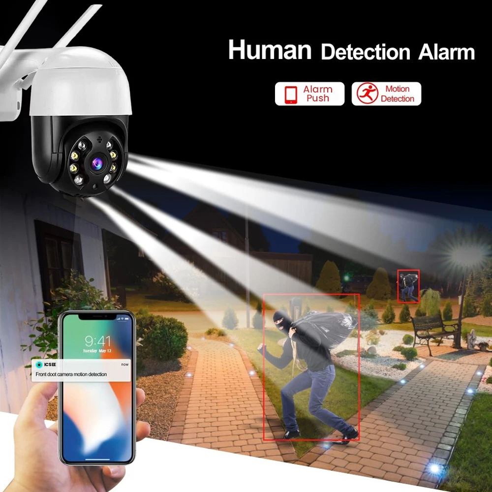 4K 8MP PTZ Wifi IP Camera Outdoor 4X Digital Zoom AI Human Detect Wireless Camera H.265 P2P Audio 1080P 5MP Security CCTV Camera-5