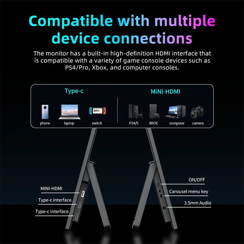 TUHUI 15.6'' Touch Portable Monitor Gaming 1080P FHD IPS USB-C HDMI Computer Display for Switch Xbox One PS4/5 Phone Pc Laptop-6