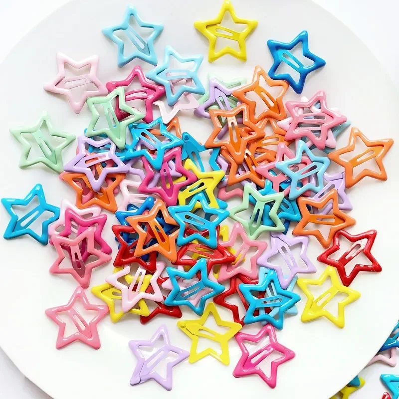 10pcs Colorful Star BB Hair Clips Girls Y2K Cute Star Barrettes Women Simple Metal Snap Clip Headdress Hair Jewelry Accessories-3