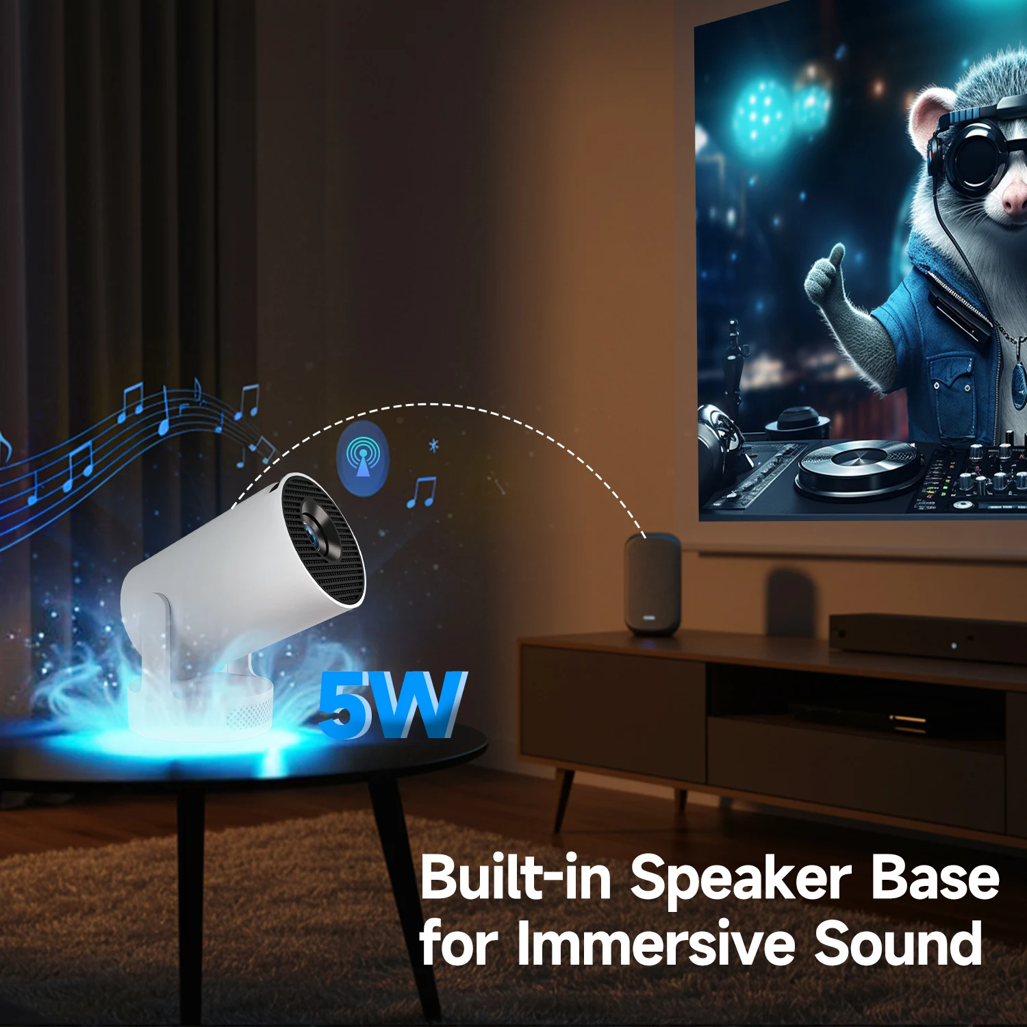 Magcubic 4K Android 11 Portable Projector 8000 Lumens WiFi 6 BT5.4 Outdoor Theater 5W HiFi Speaker 720P HD Supported HY300 Pro+-5