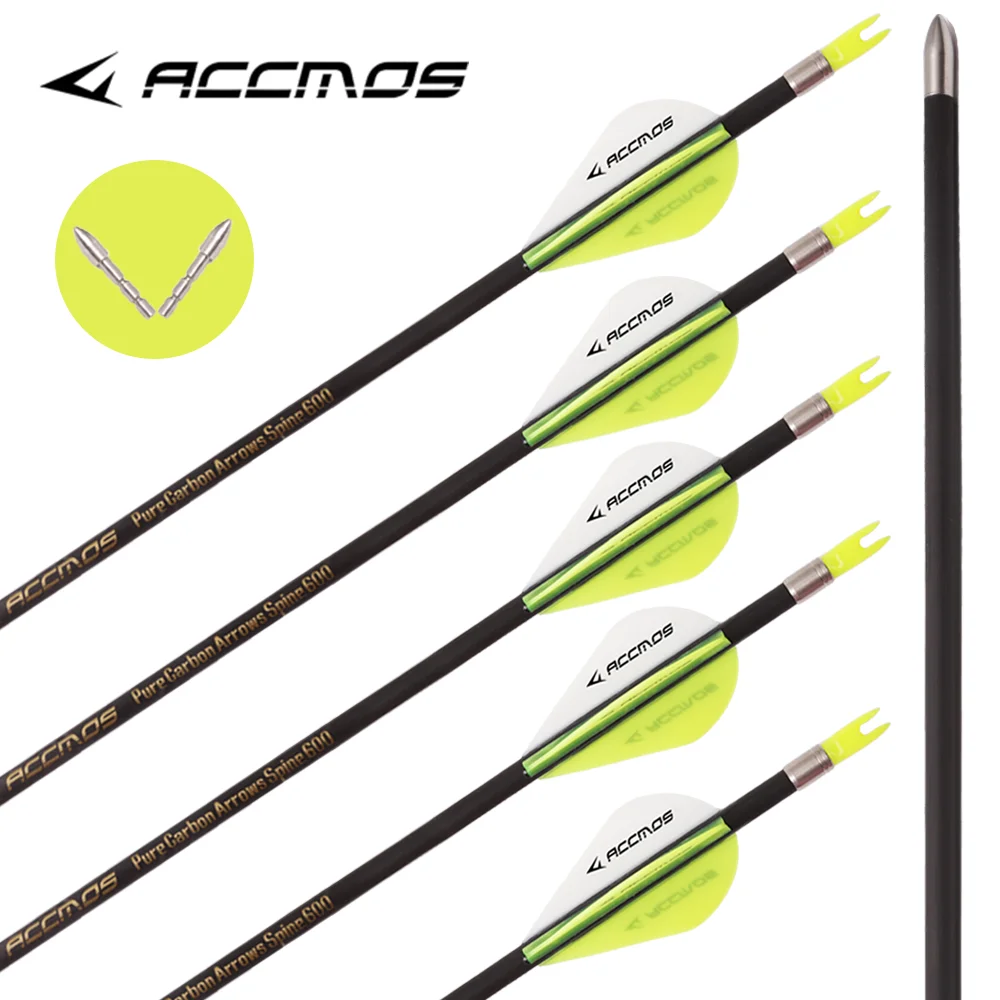 6/12/18PCs ID4.2 Pure Carbon Arrow Spine 700 800 900 1000 1100 1300 1500 1800 Shafts for Archery Hunting Recurve Compound Arrow