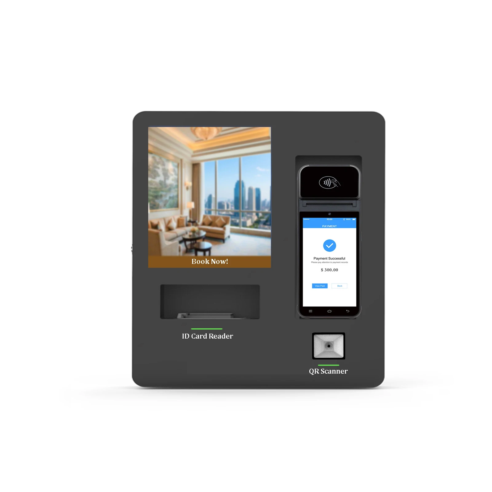 Android Pos Wall Mounted Hotel Self Service Kiosk Touch Screen with Key Dispenser Ticket Printer-3