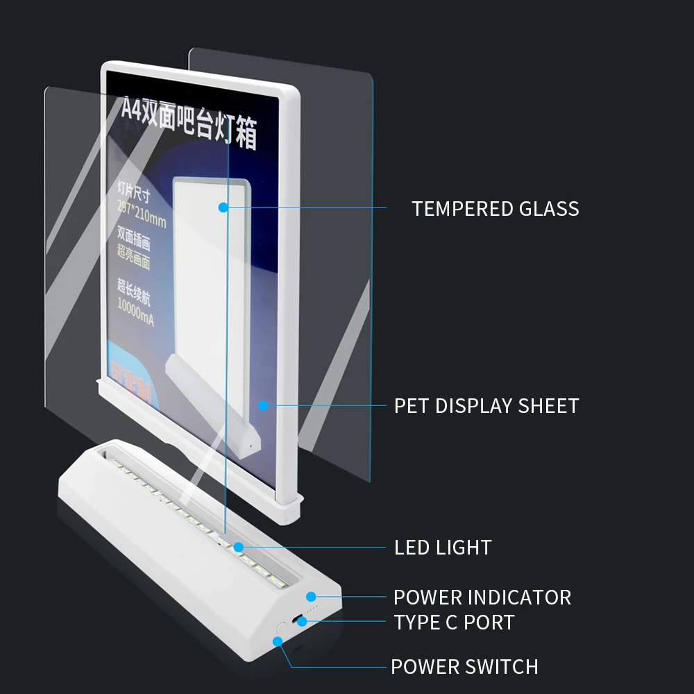 Led Lightbox Business LED Light Sign Advertising Lighting LED Poster Menu Display A4 Custom-6