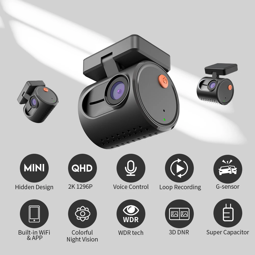 2K Dash Camera For Cars DVR KAWA Dash Cam MINI 3 Video Recorder Emergency Voice Control Night Vision WiFi APP Monitor Dashcam-6