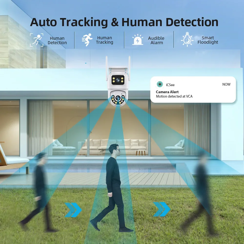 Outdoor Wireless Security IP Camera 4K 8MP HD Dual Lens External Wifi PTZ Camera Auto Tracking Street Surveillance Camera iCsee-5
