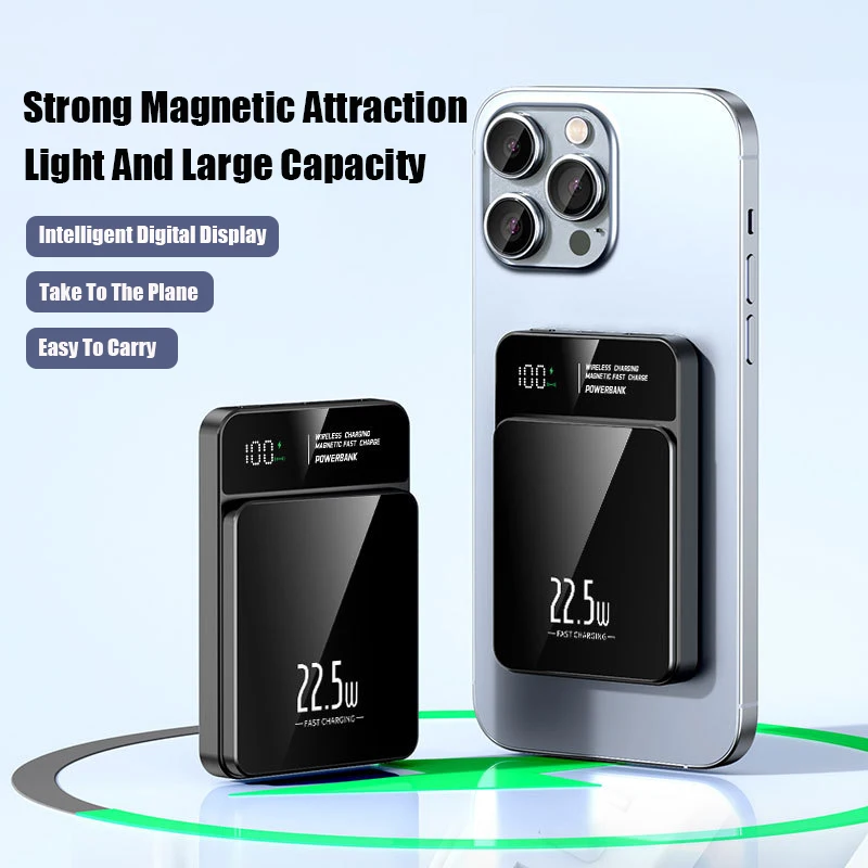 100000mAh Xiaomi Portable Magnetic Wireless Charging Mobile Power Support 22.5W Two-Way Fast Charging For Iphone Samsung Huawei-4