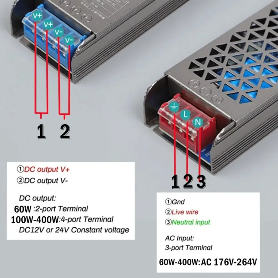 12V 24V LED Power Supply AC To DC Transformer 60W 100W 200W 300W 400W Super Thin Converter for LED Strip Light Bulb LED Driver-2