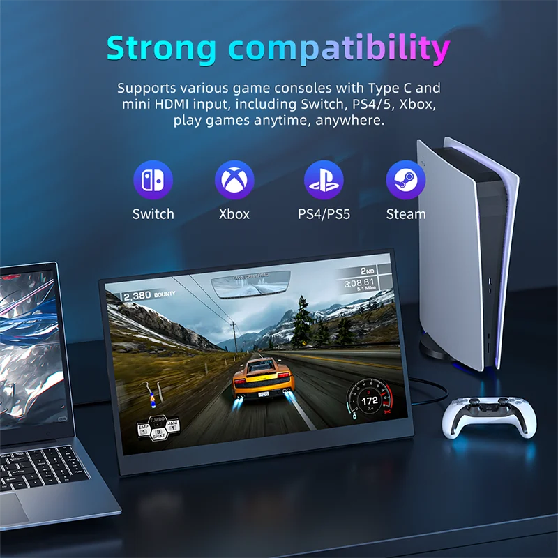 TUHUI 15.6'' Touch Portable Monitor Gaming 1080P FHD IPS USB-C HDMI Computer Display for Switch Xbox One PS4/5 Phone Pc Laptop-5