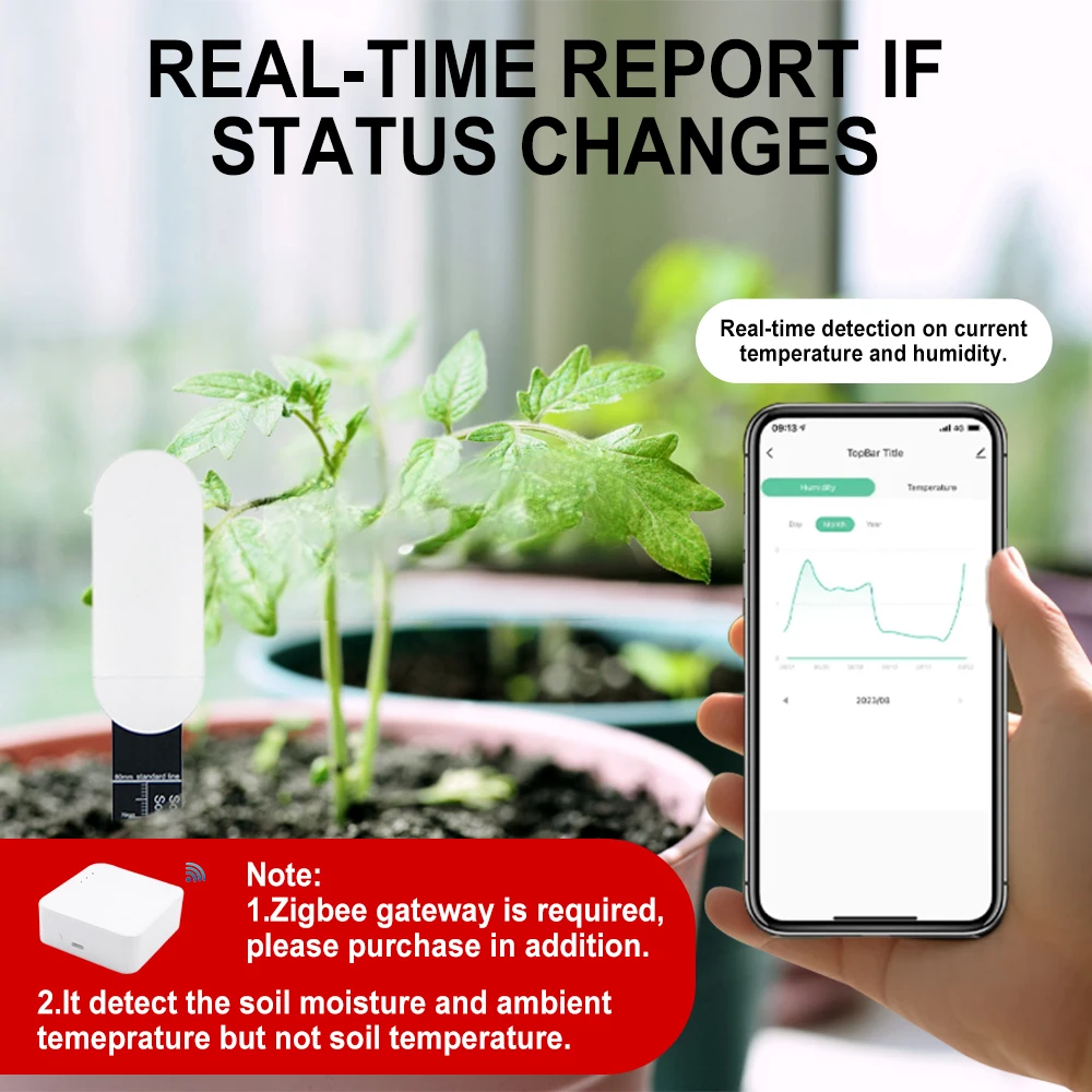 Soil Moisture Sensor Zigbee Smart Monitor Plants Moisture Tester Flower Pot Soil Hygrometer Garden Care Planting Humidity Meter-2