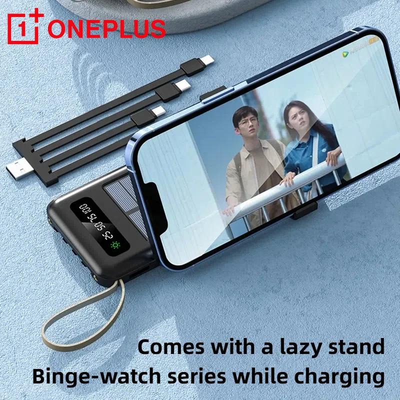 OnePlus Solar Power Bank 50000mAh Large Capacity Mobile Power Fast Charging Battery Dual USB 4 Cables For iPhone Samsung Huawei-5