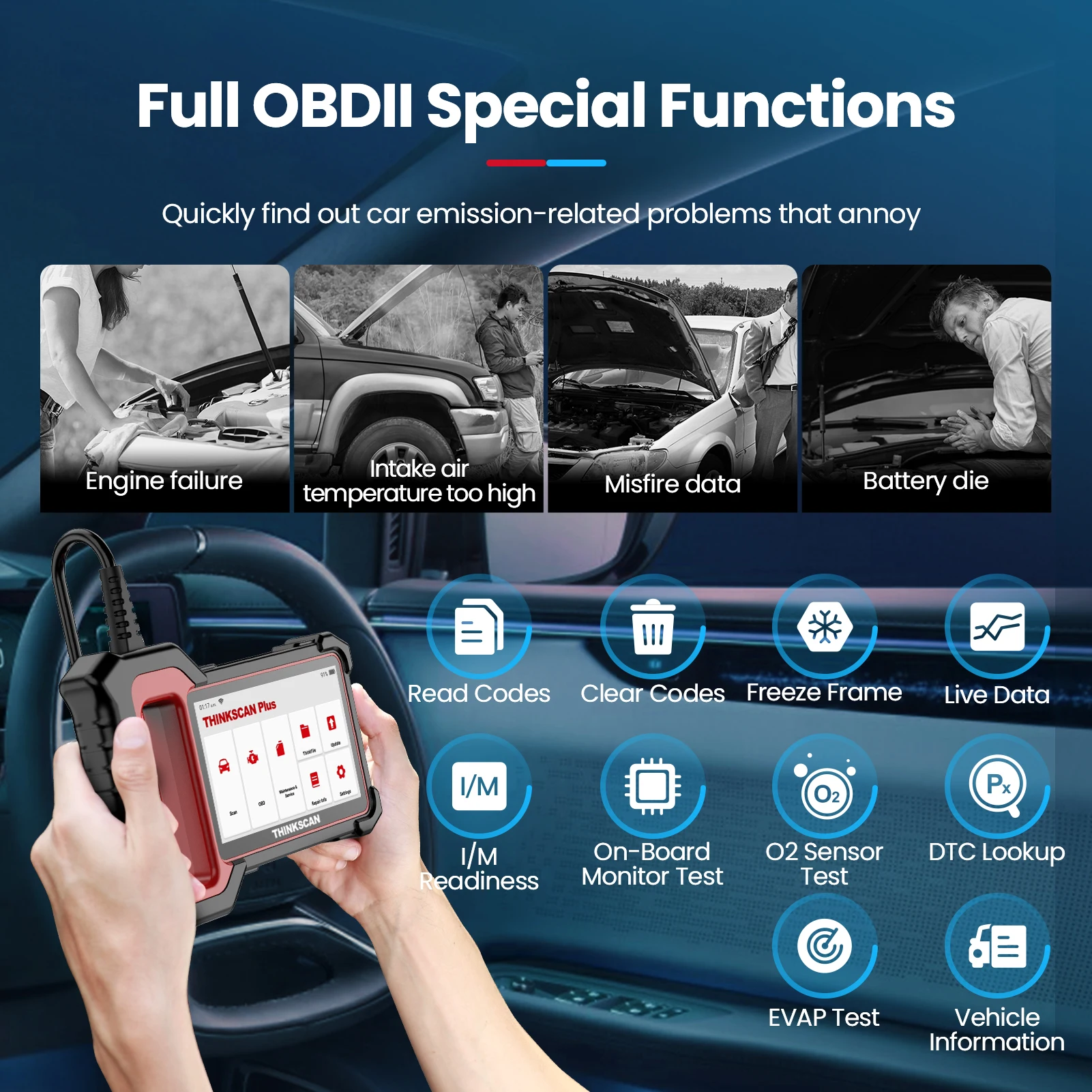 THINKSCAN PLUS S7 S6 S4 OBD2 Scanner ABS/SRS/TRANMISSION/ENGINE Code Scanner Live Data Diagnostic Tool Multi Services Scan Tool-5