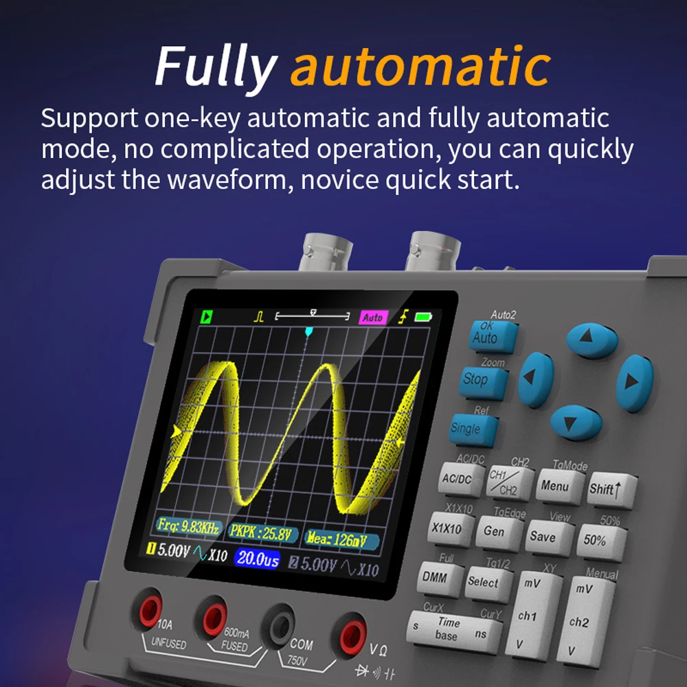 3in1 Digital Oscilloscope Multimeter Signal Generator Dual Channel 120Mhz Bandwidth 250MSa/s Sampling Rate Handheld Oscilloscope-2