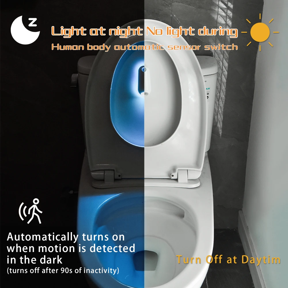 Toilet Night Light Motion Sensor Light Toilet Bowl Light RGB 7Color Changing For Bathroom Decoration LED Rechargeable LED Light-3