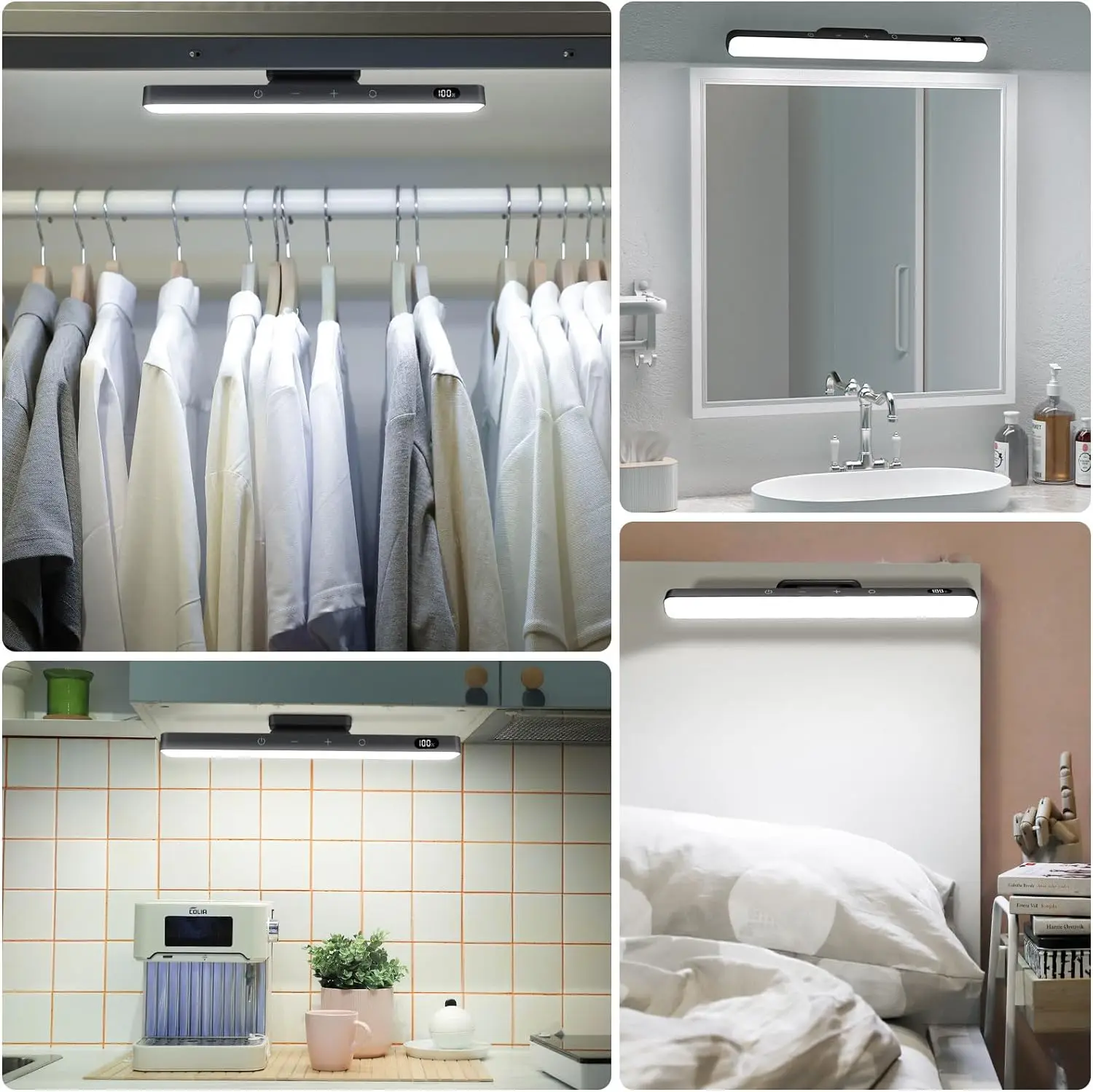 WILLED 5W Dimmable Night Light 3 Colors Adjustable Makeup Light with 2500mAh Rechargeable Under Cabinet for Closet Bedside Desk-3