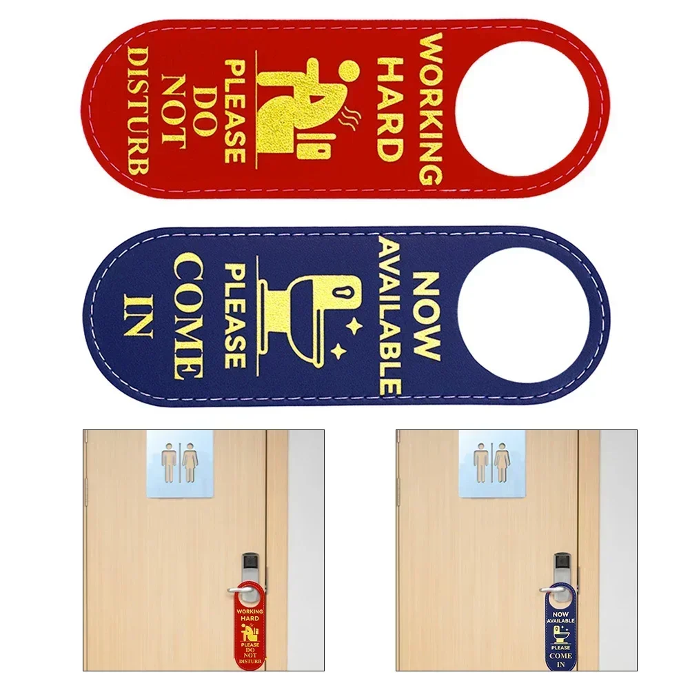 Double-Sided Door Hanger Sign Not Disturb/please Come In For Bathroom Signage Double-Sided Tag PU 8x24cm Door Hanger Sign