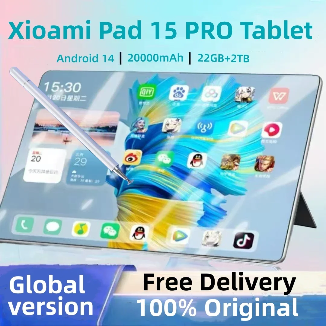 2025 Original XioaMi Pad 15 Pro Tablet Android14 Snapdragon888 11Inch HD 22GB+2TB 20000mAh 5G Dual SIM Bluetooth WiFi GPS Tables