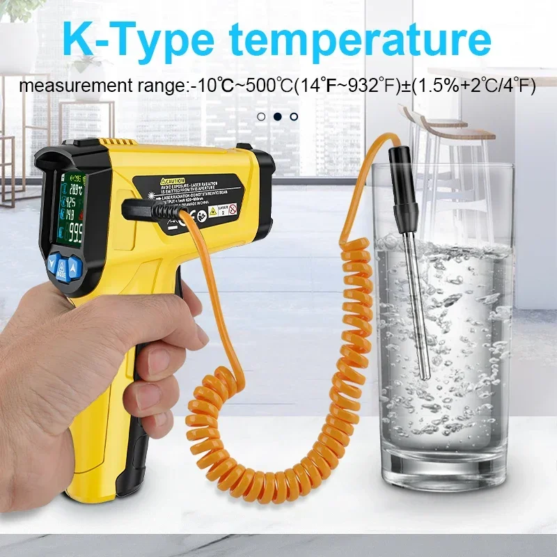 Digital Infrared Thermometer Industrial 400/800°C LCD Non-contact Pyrometer Kitchen Laser High Temperature Meter Humidity Meter-2