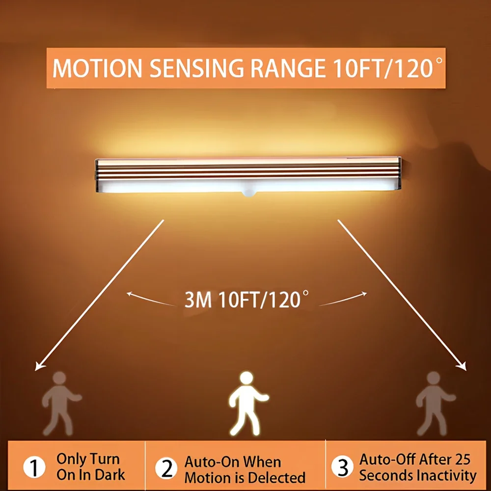 Night Lights Wireless LED Motion Sensor Lamp USB Rechargeable Magnetic For Wardrobe Room Closet Kitchen Aisle Tube Detector Bulb-4