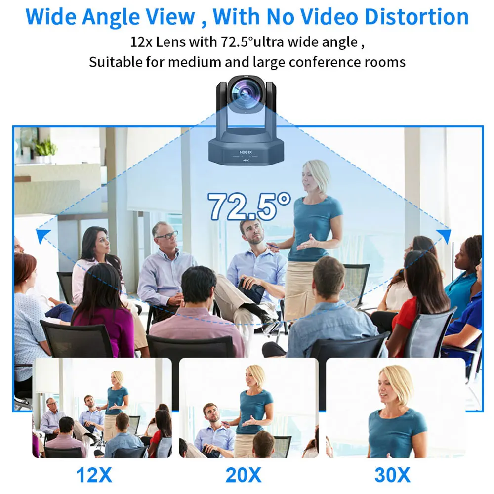 4K PTZ NDI Camera 12X 20X Optical Zoom AI Auto Tracking with PoE HDMI/SDI/USB/IP Live Streaming PTZ Camera for Church Services-4
