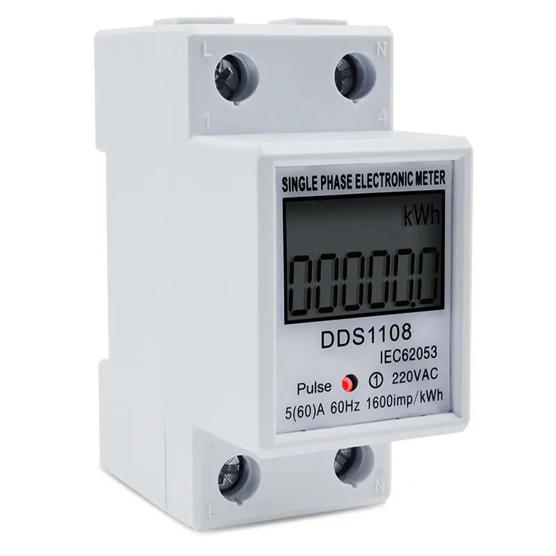 LCD Single Phase Electric Energy Meter KWH AC Digital Watt-Hour Meter 220V 60A 50Hz Electric Din Rail-3