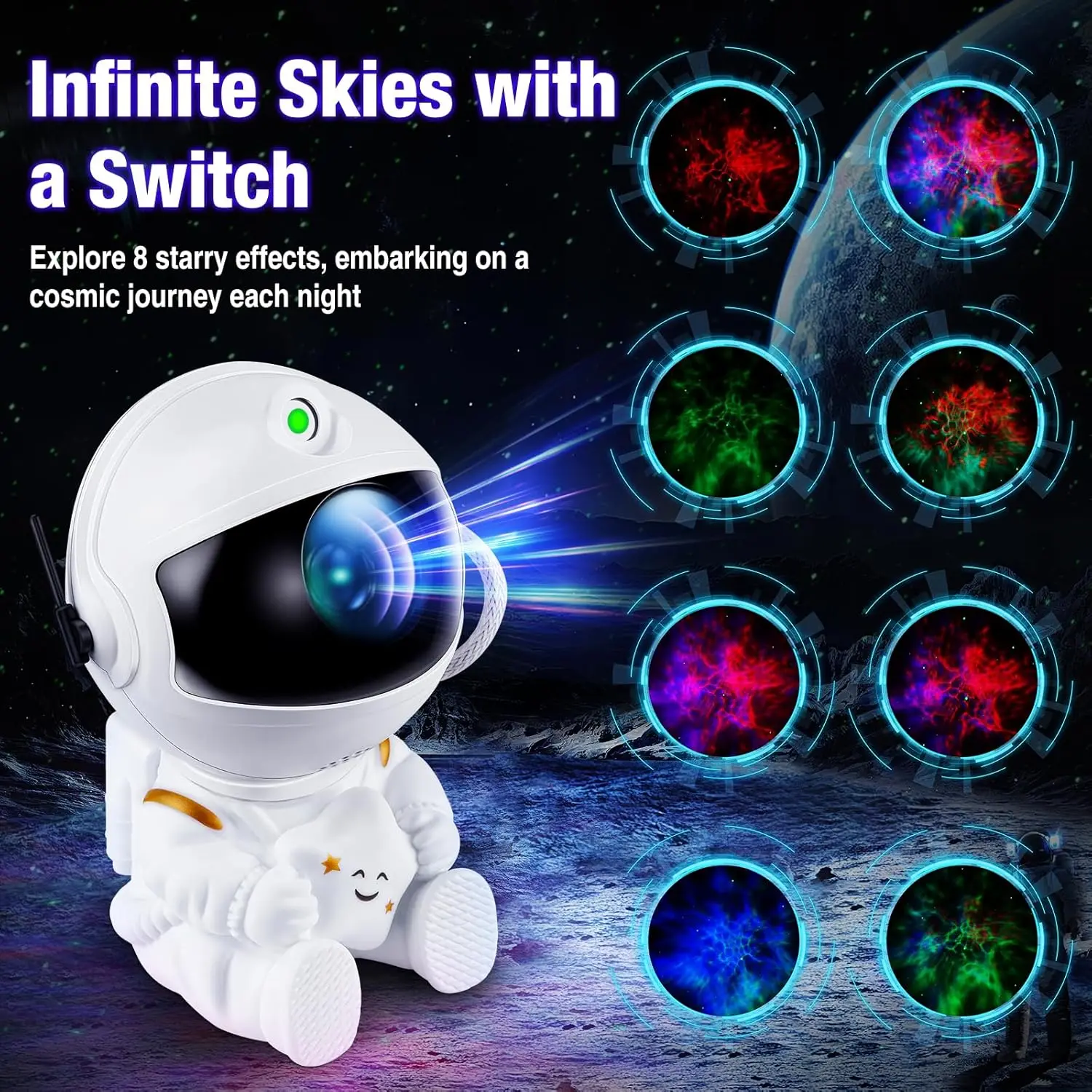 Star Projector Galaxy Night Light Astronaut Space Projector Starry Nebula Ceiling LED Lamp for Bedroom Home Decorative kids gift-2