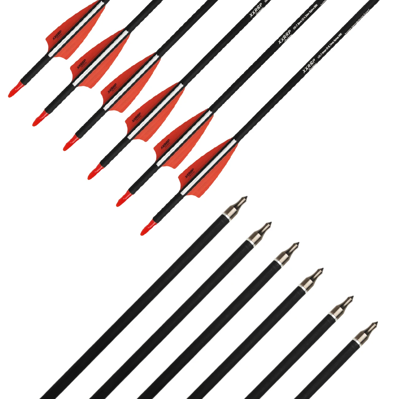 LAIXING 12PCS Carbon Arrow 30 Inch Spine 500 with Replaceable Arrowhead for Compound/Recurve Bow Archery Hunting Targeting-6