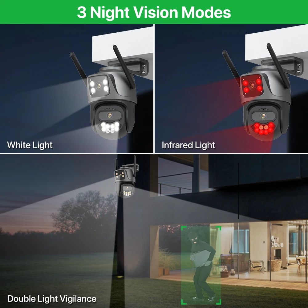 External Wifi PTZ Camera Dual Lens 4K 8MP HD Outdoor IP Camera 4MP Auto Tracking Security Protection CCTV Surveillance iCsee P2P-5