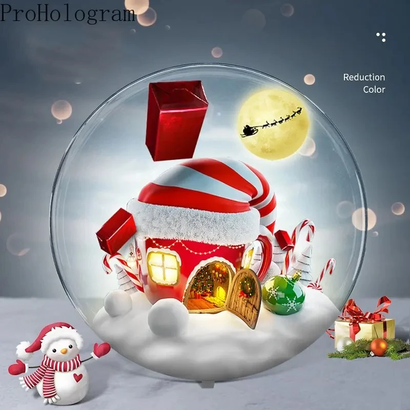 3D Fan Hologram Projector Y27 Led Sign Holographic Lamp Player Desktop 3D Commercial Advertising Display With Cover Stand-5