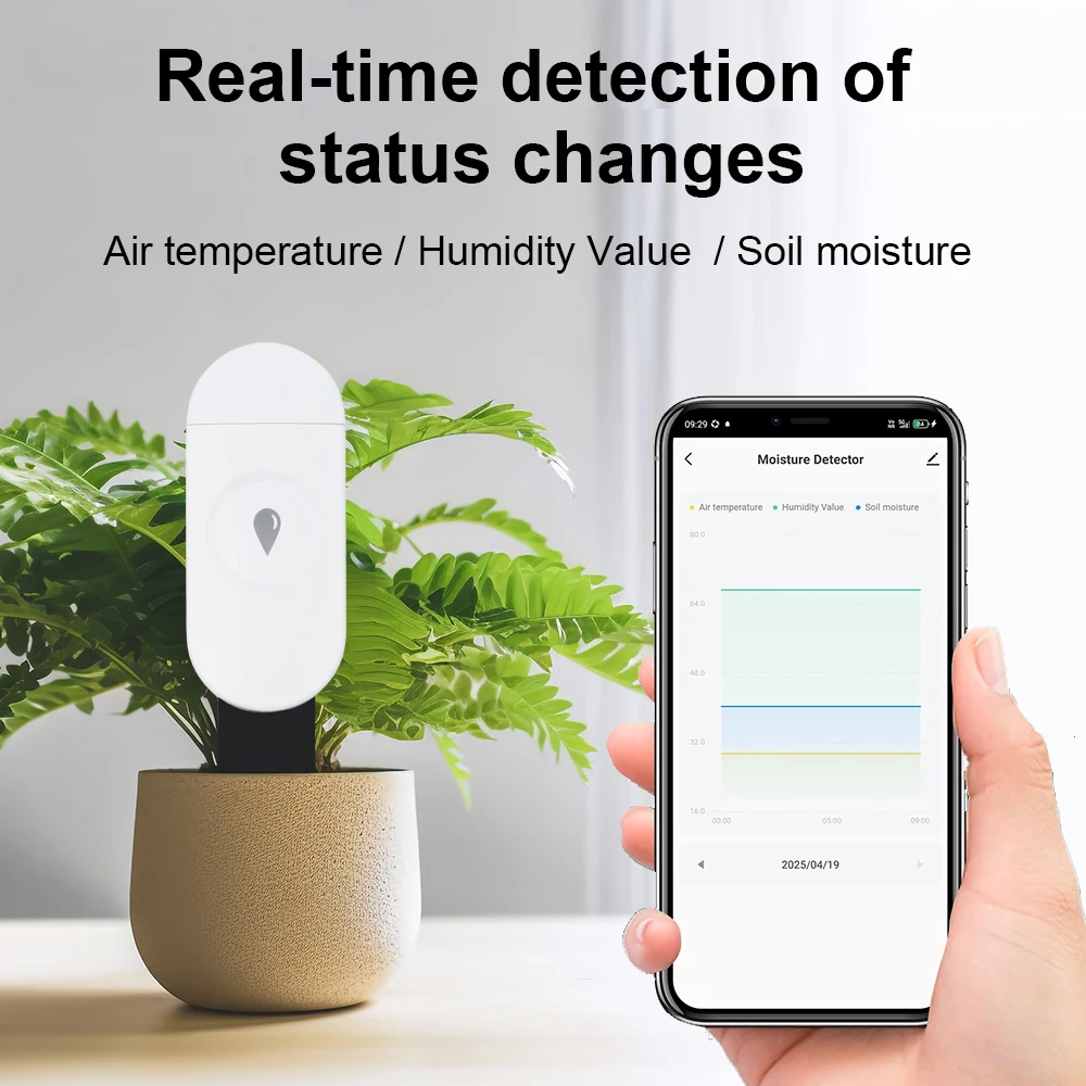 Zigbee Temperature Humidity Moisture Detector Smart Soil Tester Moisture Sensor RealTime Monitor Support Home Assistant Z2M-3