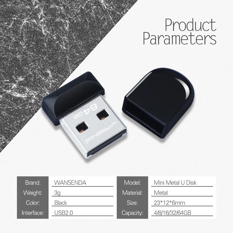 WANSENDA Super Mini USB Flash Drive Waterproof Pendrive 64GB 32GB 16GB 8GB 4GB Real Capacity USB 2.0 Memory Stick Thumbdrive-4