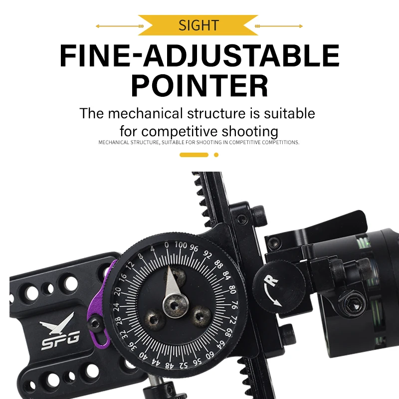 Compound Bow Sight 4X/6X/8X Lenses Single Pin Archery Pulley Sight with Adjustable Aluminum Alloy Sight for Hunting Accessorie-5