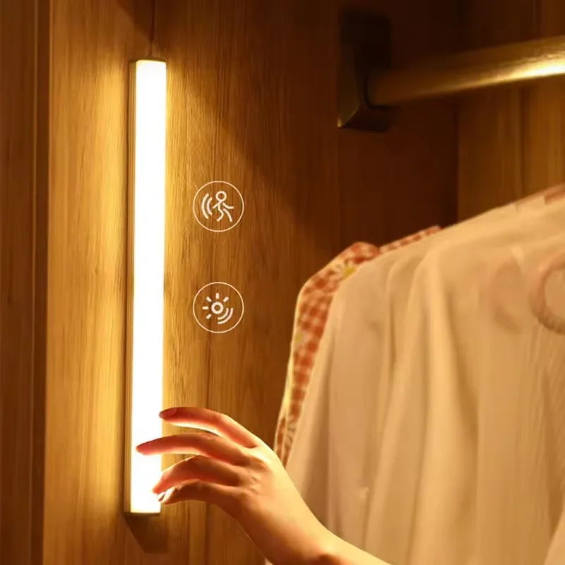 LED Motion Sensor Bar Light Rechargeable Induction Night Light Portable Cordless Magnetic Cabinet Lamp for Kitchen Room Bedside-4