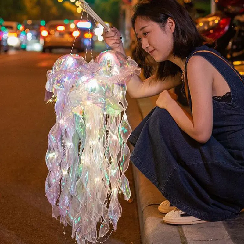 Jellyfish Night Light Lamp Portable Flower Lamp Girl Room Atmosphere Decoration Lamp, Bedroom Night Lamp, Home Decoration-6