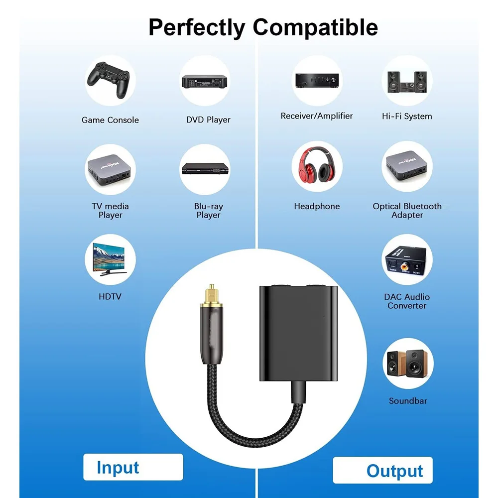 2 in 1 Digital Optical Audio Converter Toslink SPDIF Audio Splitter for Blu-ray Xbox PS4/5 Soundbar Multimedia Optical Adapter-5
