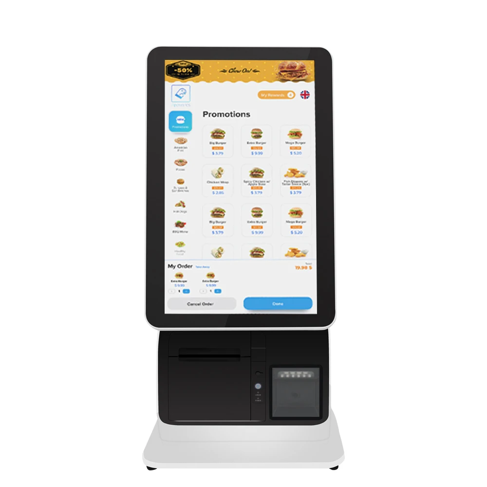 Acepting Cash Build in Thermal Printer Cash Register Touchscreen Self Service Checout Order Kiosk Bill Machine Price