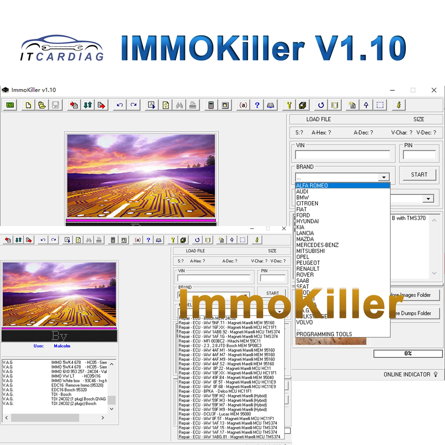 ImmoKiller V1.10 New IMMO Off Software v1.1 Immo Killer ECU Programmer Tool for Car Repairing Passing Virigining the Immobilizer