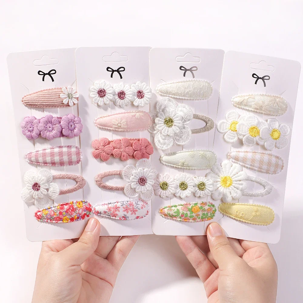 New 5Pcs BB Clips Set for Kids Hair Accessories Sweet Printe Hairbangs Hairclip Girls Barrette Ins Style Daisy Hairpin Ornaments-3